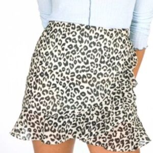 Leopard Print Ruffle Skirt Small